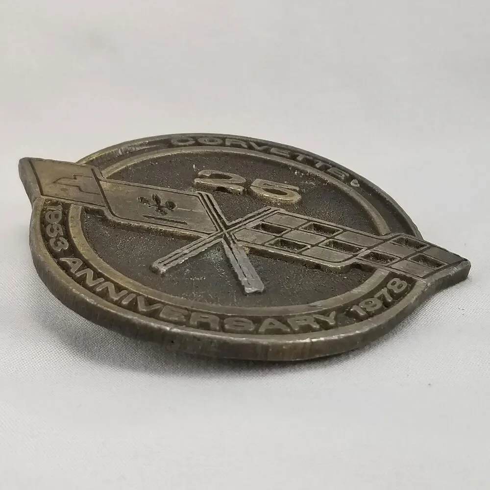 VTG Belt Buckle 1978 Brass Corvette 25th Anniversary 1953-1978 USA Made By‎ IN